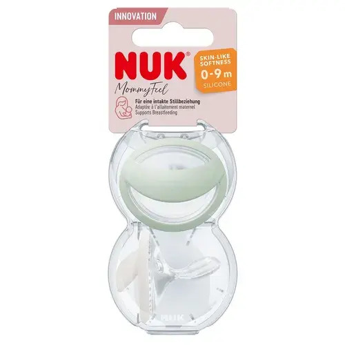 Nuk Mommy Feel Orthodontic Silicone Soother 0-9 Months 2 Pack - Mint Offwht | Baby Bunting AU