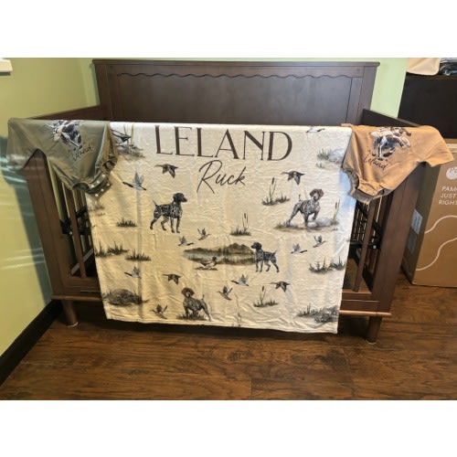 GSP Dog Blanket Name Custom GSP Baby Gift Personalized Mallard Duck Nursery Decor German Shorthaired Pointer Blanket Hunting Theme Baby Boy