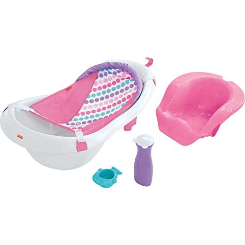 Fisher-Price Baby To Toddler Bath 4-In-1 Sling ‘N Seat Tub With Removable Infant Support And 2 Toys, Pink