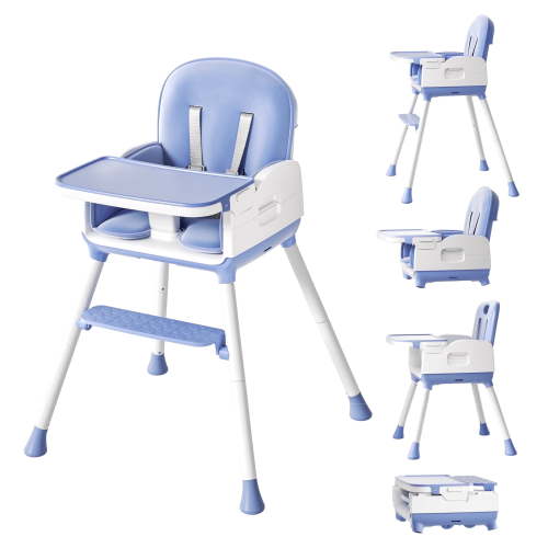 Babyomi 3-in-1 foldable Baby high chair, convertible highchairs for babies and toddlers with Adjustable Legs & Dishwasher Safe Tray, for6 months to 5 years old,blue