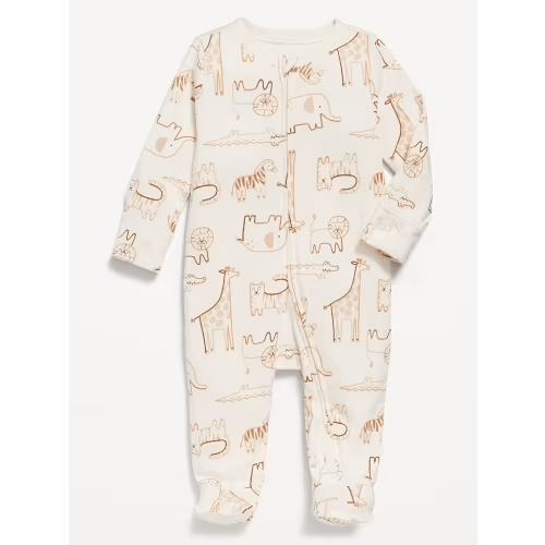Color: Brown -- Size: 6-9M -- 2-Way-Zip Sleep & Play Footed One-Piece for Baby