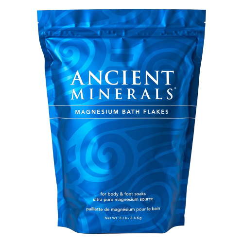 Ancient Minerals Magnesium Bath Flakes for Soaking and Muscle Relief, Unscented, 8 lbs