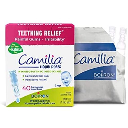 Boiron Camilia Teething Drops for Daytime and Nighttime Relief of Painful or Swollen Gums and Irritability in Babies - 40 Count