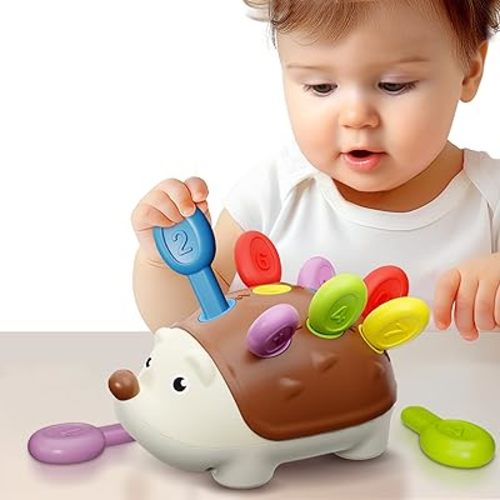 iPlay, iLearn Fine Motor Toys for Toddlers 1-3, Baby Hedgehog Montessorri Learning Set, Educational Counting Sorter Toy, Development Infant Gifts 9 12 18 Month 1 2 3 Year Old Boys Girls Kids Babies
