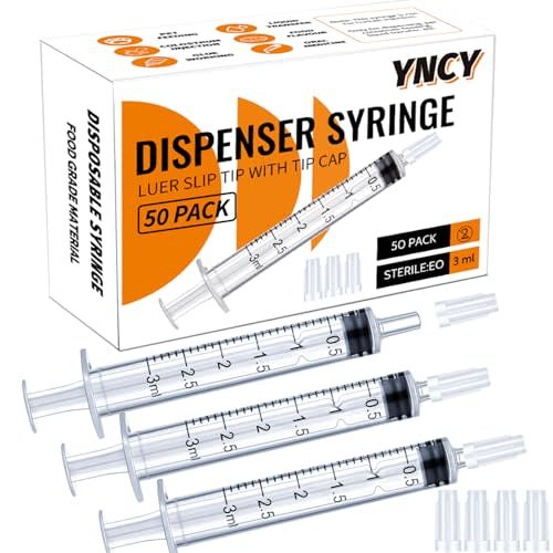 3ml Syringes with Cap, Luer Slip Tip, Whole Pack Bulk Sterile Sealed, No Needle, 50 Pack