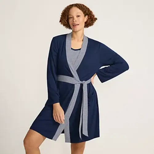 Women's Cooling 3 Piece Pajama Set - Robe Tank and Shorts | Lands' End