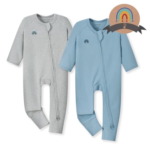 Momcozy Boy Girl Baby Pajamas Onesie, 0-24 M Temp-Sensing 2-Way Zipper Cotton & Viscose Derived from Bamboo Newborn Sleepers