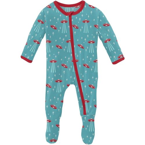 KicKee Print Footies with Zipper, Super Soft One-Piece Jammies, for Babies and Kids, Spring 2