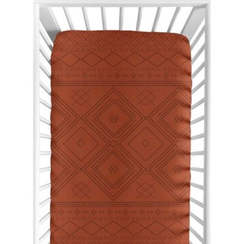 Sweet Jojo Designs Gender Neutral Baby Fitted Crib Sheet Boho Dot Orange And Black