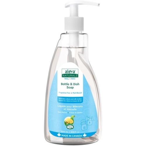 Aleva Naturals Hypoallergenic Bottle and Dish Wash Liquid - Plant-Based and Fragrance-Free Formula, Dish Soap to Clean Baby Feeding Cups and Breast Pumps - 500ml Clear