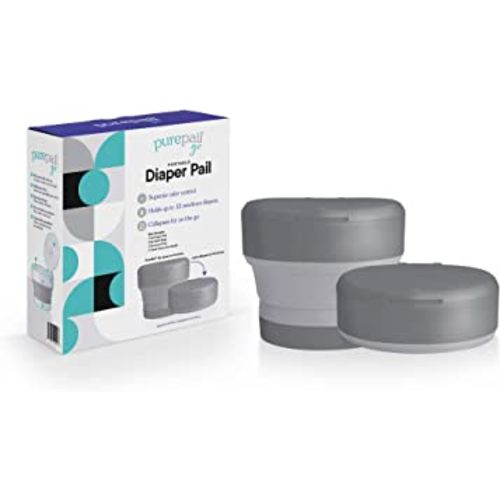 Go Portable Diaper Pail — Slate — Superior Odor Control with No Added Fragrance — Collapses for On-The-Go — Compact & Space-Saving