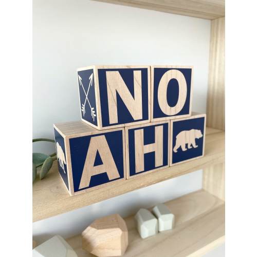 Personalized Baby Gift Block Set - Woodland Themed Nursery