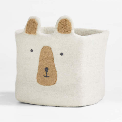 Crate & Barrel Bear Felt Shelf Storage Bin
