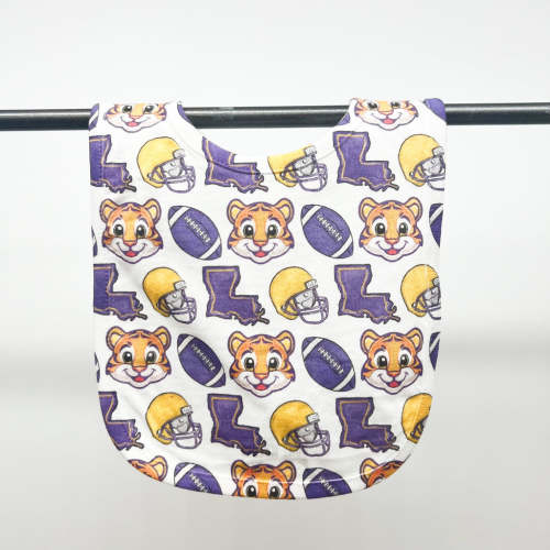 Purple + Gold Baby Tiger Football Bib