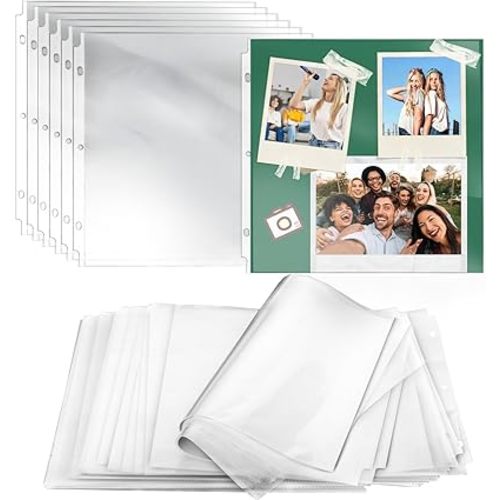 Scrapbook Refill Pages 12x12Inch, 100 Pack, Scrapbook Page Protectors Protective Sleeves, Fits 3 Ring Scrapbook Binders and 12x12 Photo Albums, Heavyweight
