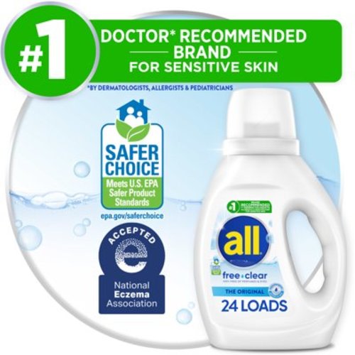 all free clear Liquid Laundry Detergent, 30 oz, 24 Loads