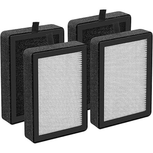 4 Pack LV-H128 Replacement Filter Compatible with LEVOIT LV-H128 / PUURVSAS (HM669A) / ROVACS (RV60) Air Purifiers, 3-in-1 H13 TRUE HEPA, Activated Carbon Layer and Pre-Filter
