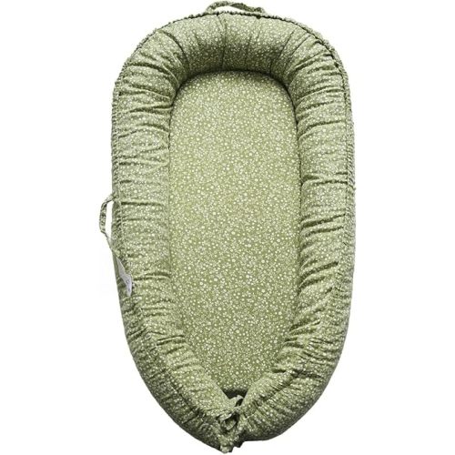 Infant Lounger, Baby Nest Cover for Baby Girls & Boys, Portable Baby Support Cushion, Newborn Essentials for Baby 0-12 Months, 100% Cotton Breathable (Evergreen)