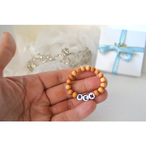 Baby Boy Bracelet, Personalized Wood Boys Bracelet, Baby shower Gift Boys, Newborn Toddler Twin Bracelet, Big Brother, Lil Brother Gift