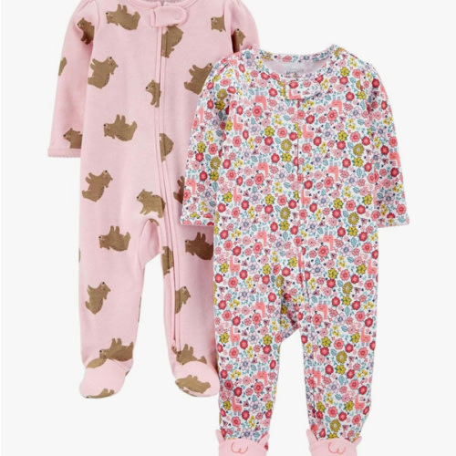 Simple Joys by Carter's Baby Girls' Cotton Footed Sleep and Play, Pack of 2