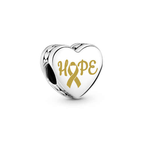 Hope Gold Ribbon Heart Charm
