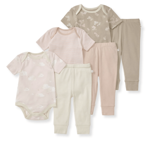 Whimsical Floral Organic Short Sleeve Bodysuit and Pant Set 3 Pack