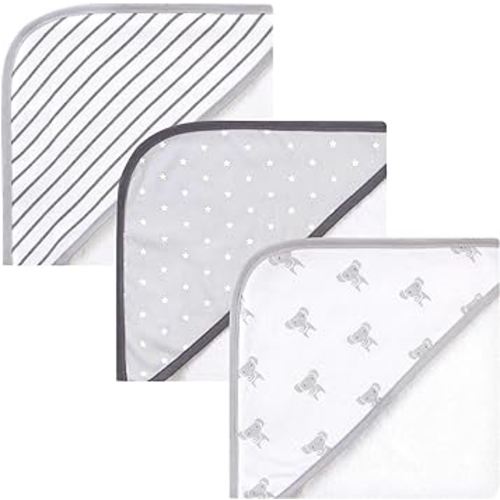 Hudson Baby Unisex Baby Cotton Rich Hooded Towels, Modern Elephant, One Size