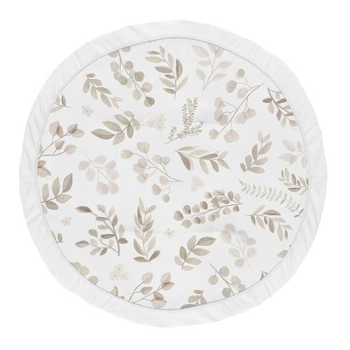 Sweet Jojo Designs Leaf Boy or Girl Baby Playmat Tummy Time Infant Play Mat - Gender Neutral Floral Ivory Beige Taupe and White Gender Neutral Boho Watercolor Botanical Flower Woodland Tropical Garden