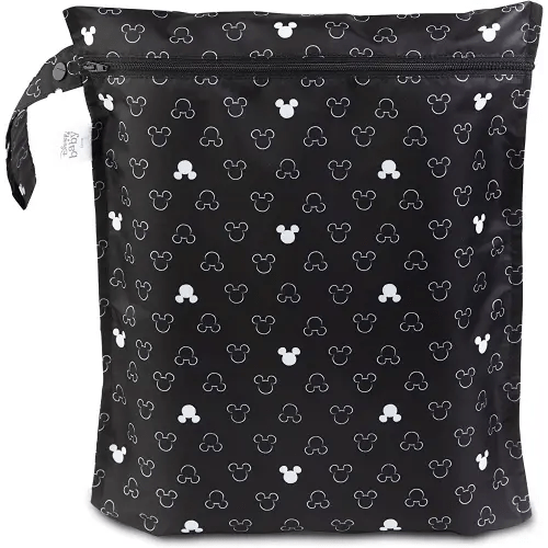 Bumkins Waterproof Wet Bags for Baby, Disney Mickey Mouse, Travel, Swimsuit, Cloth Diapers, Pump Parts, Gym Clothes, Toiletries, Strap to Stroller, Zipper Reusable Bag
