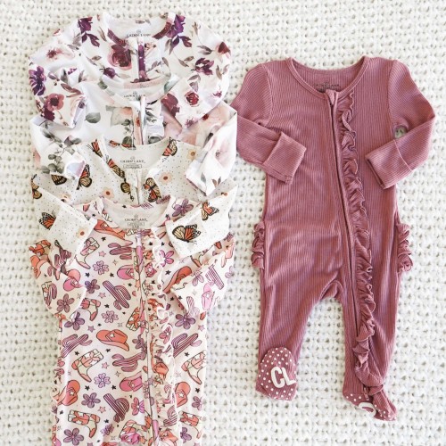 Girl Ruffle Zipper Footies - Best Sellers*
