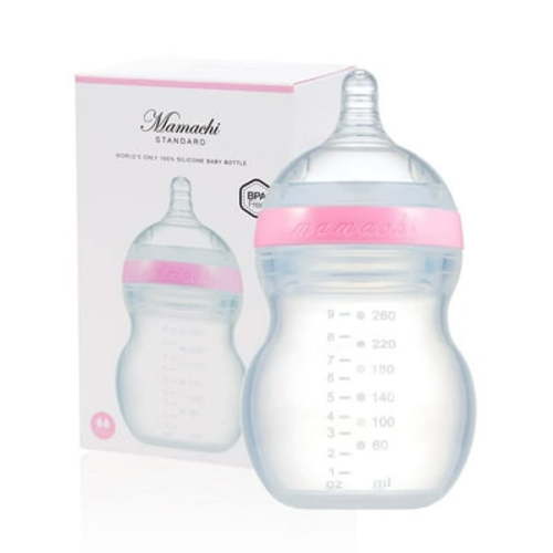 Mamachi 100% Silicone Baby Bottle Standard I Silicone Feeding Bottle Large I Breast Feeding Bottle I Environmentally Baby Milk Bottle I Silicone Baby Bottles I Pink Standard Bottle Large