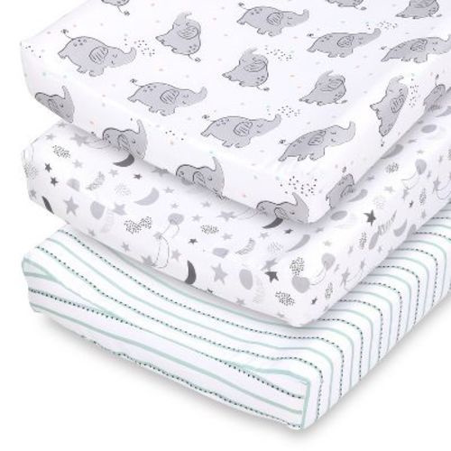 The Peanutshell Celestial Elephant Changing Pad Covers For Boys Or Girls, Unisex, 3-pack