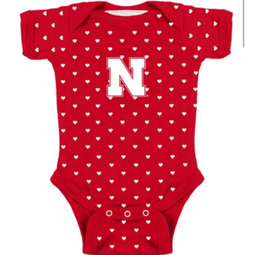 Nebraska Cornhuskers Red Baby Heart Romper - 101900000