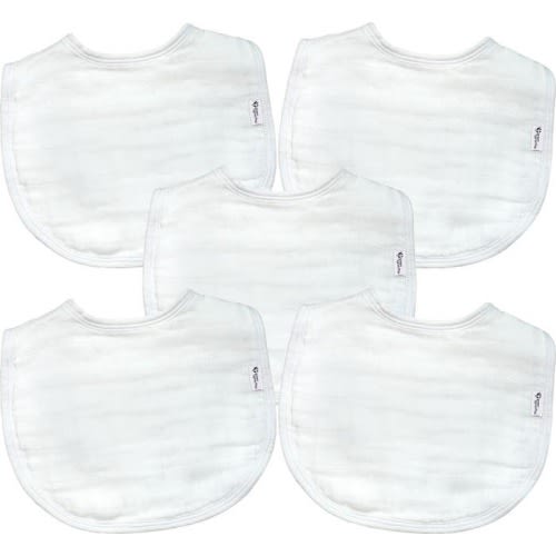 Green Sprouts 5-Pack Organic Cotton Muslin Baby Bibs, White