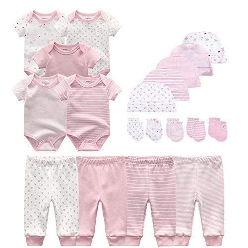 Kiddiezoom Unisex Baby Layette Essentials Giftset Clothing Set 19-Piece For Newborn Baby