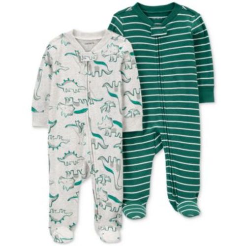 Baby Boy 2-Way-Zip Footed Sleep and Play Coveralls, Pack of 2
