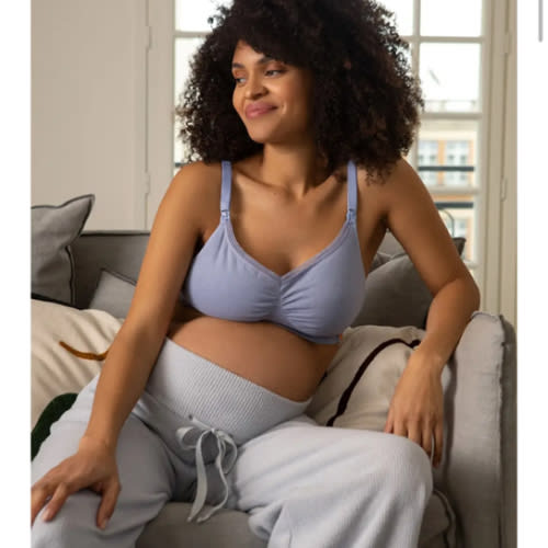 Maternity and nursing seamless bra Organic sky blue | Cache Coeur – Cache Cœur US