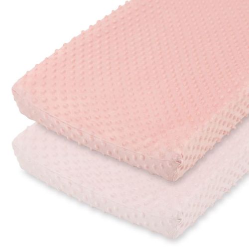 The Peanutshell Minky Dot Pink Ultra Soft Baby Mat Cover for Girls, 2 Pack