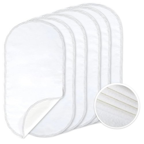 TILLYOU Waterproof Changing Pad Liners 6 Pack, 100% Cotton Reusable Cloth Diaper Liners, White