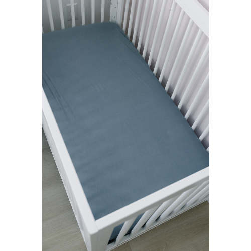 Dusty Blue Bamboo Stretch Crib Sheet