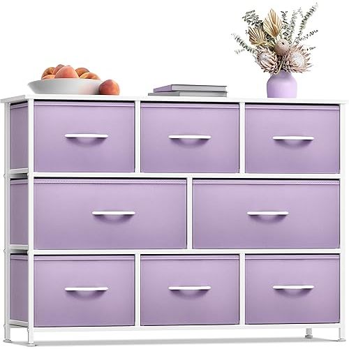 Sorbus Kids Dresser with 8 Drawers - Chest Organizer Unit with Steel Frame Wood Top & Handle, Fabric Bins for Clothes - Wide Furniture for Bedroom Hallway Kids Room Nursery & Closet