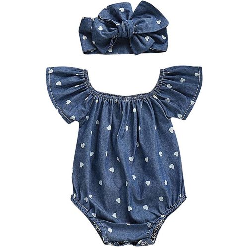 2PC Newborn Baby Girls Clothes Striped Jumpsuit Romper Playsuit Headband Outfits 0-24 Months