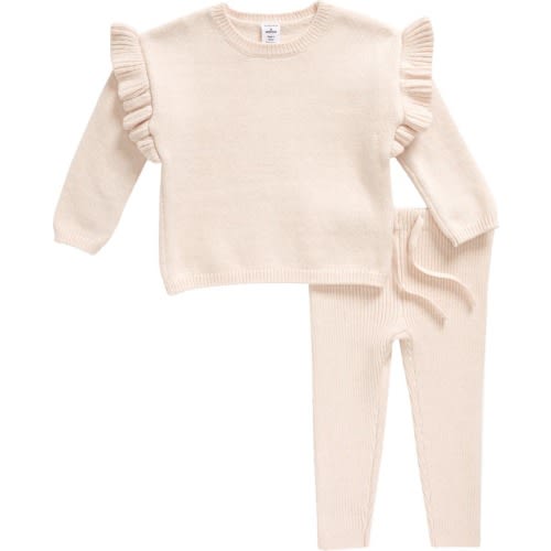 Baby Ruffle Shoulder Sweater & Pants Set, Size: Newborn