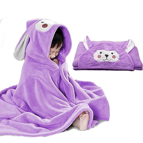 ROMASA Baby Bath Towel Ultra Soft Hooded Towel Highly Absorbent Bathrobe Blanket Toddlers Shower Gifts for Boys Girls-27.5" x 55" (Purple)