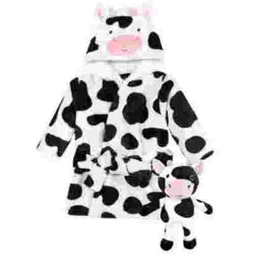 Hudson Baby Unisex Baby Plush Bathrobe and Toy Set, Cow, One Size