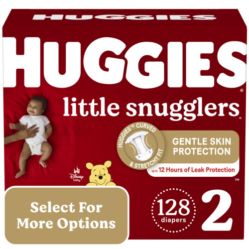 Huggies Little Snugglers Baby Diapers, Size 2 (12-18 lbs), 128 Ct (Select for More Options)