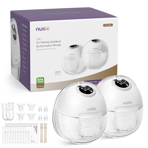 Nuliie Hands-Free Breast Pump, Wearable Breastfeeding Pump 4 Modes 9 Levels with 18/21/24MM Flange, Electric Breast Pump Portable, Replaced Pumping Accessories Included (Ghostwhite, 2 Packs)