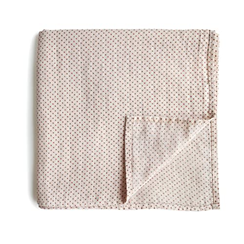 mushie Muslin Baby Swaddle Blanket | 100% Organic Cotton (Caramel Dots)