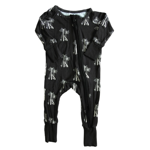 Black Palm Bamboo Zip Romper