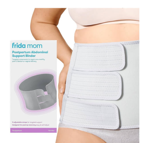 Frida Mom Belly Binder, Postpartum Essentials for Natural and C-Section Recovery, Adjustable Compression Wrap, After Birth Brace, Abdominal Band, 9" High